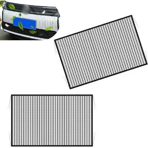 2 PCS Car Water Tank Protection Net, Thick Mesh Anti-cotton Willow Poplar Radiator Air Conditioning Water Tank Protection Filter Net, Elastic Rope Hook Installation Accessories (Black)