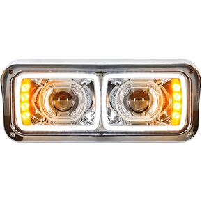 United Pacific 31155 Universal 4" x 6" Modular Chrome LED Projection Headlight with LED Turn Signal & 100 LED POSITION Light Bar - Passenger, 1 Pack