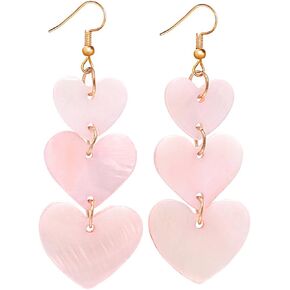 Christmas Earrings 925 Sterling Silver Earrings Valentines Day Dangle Earrings for Women Double Heart Earrings Pink Red Love Heart Tri Heart Christmas Bow Dangling Earrings Festive Holiday Jewelry