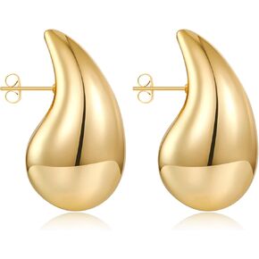 FAMARINE Fashion Gold Drop Earrings for Women Big Waterdrop Gold Earrings Fashion Jewelry