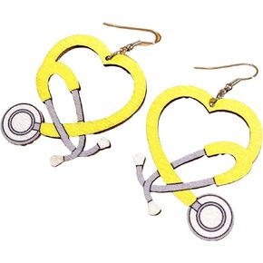 Nurse Earrings Stethoscope Dangle Earrings Multicolor Wood Stethoscope Earrings for Women Doctor Nurse Gift