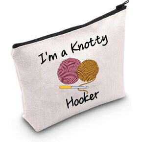MNIGIU Yarn Crocheter Gift Funny Crochet Cosmetic Bag Crocheting Bag I'm A Knotty Hooker Knitter Gift