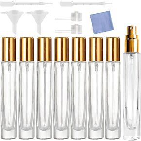 8Pcs10ml Mini Perfume Spray, Atomizer Glass Bottle Refillable Perfume Bottles, Small Fine Mist Spray Bottle Travel Essential Oil Portable Spray Bottle (10ML/Black)