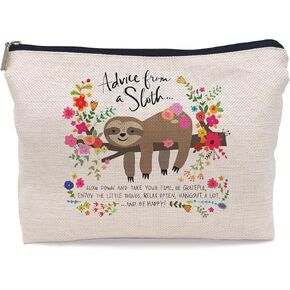 Sloth Gifts，Sloth Gifts For Women,Sloth Floral Cosmetic Makeup Bag,Sloth Gifts For Women Who Love Sloths