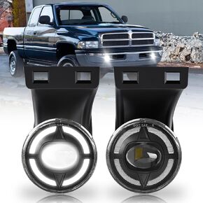 LED Fog Lights with DRL Compatible For Dodge Ram 1500 2500 3500 1994 1995 1996 1997 1998 1999 2000 2001 2002 Bumper Driving Fog Lamps Replacement, 4 Lighting Modes