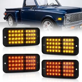 LED Side Marker Lights Compatible with 1968-1972 Chevy C10 GMC Pickup Trucks C15 C25 C35 Front Rear Bumper Lamps (Smoked Lens)