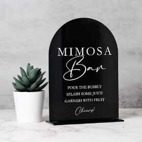 Gold Acrylic Mimosa Bar Sign- Arched Acrylic Wedding Sign and Base,1/8" Thick | Modern Calligraphy Arch Acrylic Sign for Wedding & Party (Gold, 5x7 Inch)