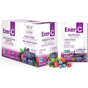 Ener-C Sugar Free Energy Mixed Berry Multivitamin Drink Mix Vitamin C 1000mg & Electrolytes - Natural Immunity Support with Real Fruit Juice Powders Non-GMO Vegan & Gluten Free - 30 Count