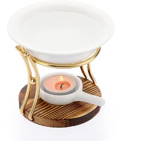 JUXYES Romantic Ceramic Tealight Wax Melt Warmer, Non Elecric Essential Oil Warmer Candle Fragrance Warmer Aromatherapy Wax Candle Tart Burner Warmer Diffuser for Home Decoration