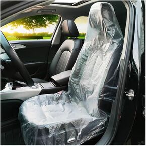 100 PCS Disposable Car Seat Covers, Dustproof Plastic Auto Seat Protective Covers, Universal Clear Vehicle Seat Protector for Airplane Seats, Salon Chairs, Car Accessories
