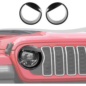 Front Light Headlight Cover, Angry Bird Style Bezels Trim Kit Compatible with 2024-2025+ Jeep Wrangler JL JLU & Gladiator JT(Carbon Fiber)