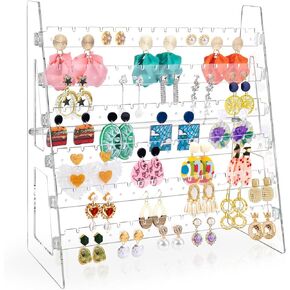 OAOLEER Acrylic Earring Holder Organizer, 6 Layer Earring Display Stand, Earring Storage Rack with 198 Holes, Necklace Holder Jewelry Organizer for Women Girls