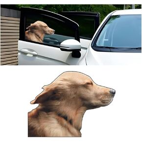 BESULEN Car Side Window Sticker, Left Side Golden Retriever Dog Sticker, PET Glass Decor Window Cling, Perforated Funny Car Window Decal, Car Accessories Decoration for Note Book, Window (Left)
