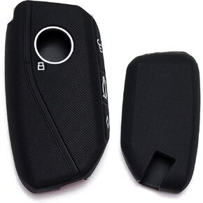 iJDMTOY Black Soft Silicone Key Fob Case Compatible with BMW 2023-up X5 X6 X7 iX, 5 7 Series i5 i7, etc Side Button Smart Key