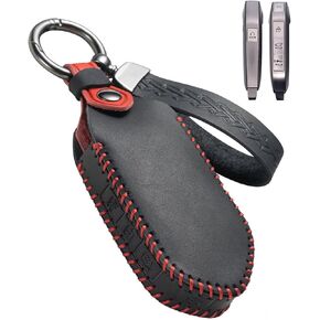 Key Fob Cover Leather Car Key Case Keychain Fob Holder Compatible with KIA Telluride SX Sorento EV9 2023-2024 (KAK-Black)