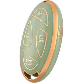 for Hyundai Key Fob Cover, Soft TPU Protection Key Fob Case Compatible with 2023 2024 Hyundai Ioniq 6 Grandeur GN7 KONA Sonata Elantra 5 Buttons Smart Key Accessories (Gold Green)