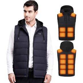Heated Vest for Men Electric Jacket Sport Lightweight Black Outdoor Heating Mens Vest without Battery Pack