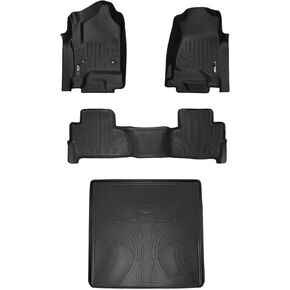 SMARTLINER All Weather Custom Fit 2 Row & Cargo Liner Behind The 2nd Row Black Floor Mat Liner Set Compatible with 2015-2020 Chevrolet Tahoe/GMC Yukon (Does Not Fit XL Models)