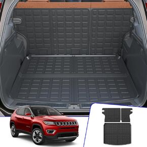 Rongtaod Floor Mats Compatible with 2017-2025 Jeep Compass Floor Mats Trunk Mat Cargo Mat Cargo Liner Back Seat Cover Protector 2024 Compass Accessories (Trunk Mat+Backrest Mats+Floor Mats)