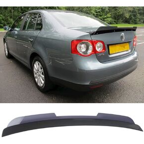 Rear Wickerbill Spoiler Wing Fit for 2006-2010 Volkswagen VW Jetta/GLI MK5 Sedan Gloss Black Spoiler + Smoky Clear Wicker Bill Exterior Accessories (Assembly Required)