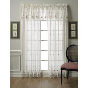 Today's Curtain Sunshine, Tailored Valance 60" x 18"L, Ecru/Burgundy