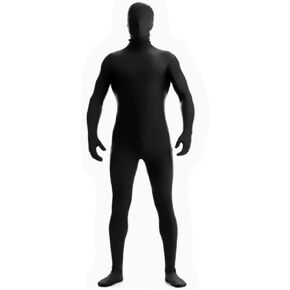 JZK L 170CM Large full body black suit with head, stretchy stealth suit for fancy dress party, black full bodysuit costume for men and women, black Halloween costume