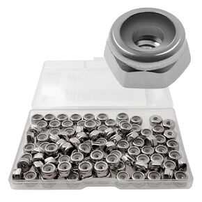EEEEE Lock Nuts Assortment 444 pcs Stainless Steel 304 Metric locknut M3 M4 M5 M6 M8 M10 M12#6#8#10 1/4 5/16 3/8 1/2 Nylon Insert hardware nut lock metric nylock nut secure nut steel