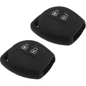 2 Pcs Key Fob Case Cover Compatible for Suzuki 2 Button, Durable Silicone Black Remote Key Case Protector