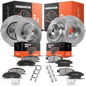 A-Premium Front Vented & Rear Solid Disc Brake Rotors + Ceramic Pads Kit Compatible with Select Acura Models - TL 2009 2010 2011 2012 2013 2014, 12-PC Set