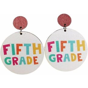 Blue Drop Teacher Earrings Cute Teacher Wooden Drop Earrings Grade Welcome Back to School Dangle Earrings Teacher Appreciation Jewelry Gifts