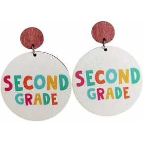 Blue Drop Teacher Earrings Cute Teacher Wooden Drop Earrings Grade Welcome Back to School Dangle Earrings Teacher Appreciation Jewelry Gifts