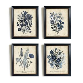 Primitive Blue Magnolia Leaves Pictures Gallery Gift - 11x14" Watercolor Vintage Flower Poster Print - Rustic Modern French Country Cottagecore Wall Art - Farmhouse Plant Botanical Floral Kitchen Room