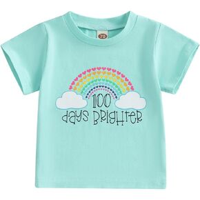 Canis Kids Toddler Little Boys Girls 100 Days of School T-Shirt 100 Days Brighter School Celebration Student Shirt