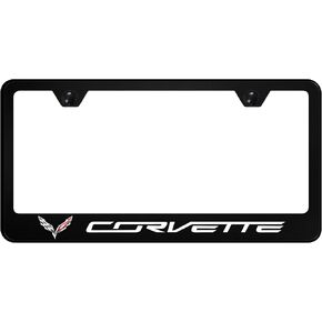 Au-TOMOTIVE GOLD UV Print Polycarbonate License Plate Frame for Chevy Corvette C7 (Black)