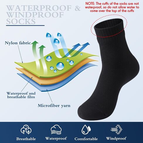 Geyoga 2 Pairs Waterproof Socks Unisex Waterproof Breathable Socks Ankle Socks Skiing Hiking Wading Fishing Outdoor Socks for Men Women, Large in Saudi Arabia