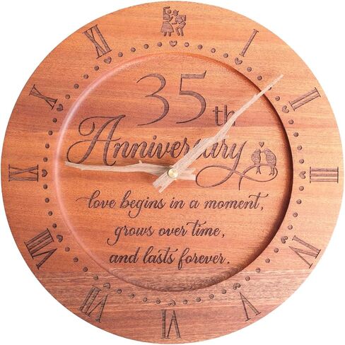 30th Anniversary Clock 10 INCHES Engraved Wooden Clock for Couple's 30th Wedding Anniversary, 30 Years of Marriage Gift Idea for Wife, Husband, Unique Anniversary Decorations for Mom & Dad in Saudi Arabia