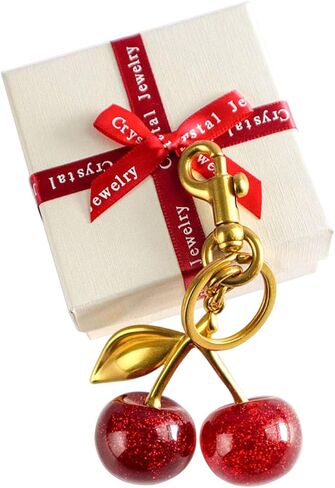 Cherry Bag Charm, Cherry Keychain with Metal Accessory&Sparkling Resin for Purse, Key and Car Remote, Bag Accessories Charms in Saudi Arabia