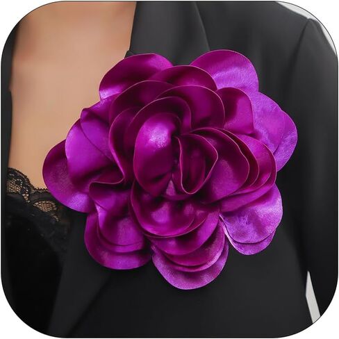 Flower Pins for Clothes Large Rose Flower Brooches Lapel Pins Dainty Fabric Flower Pins Delicate Elegant Handmade Flower Brooches for Wedding Party Dance Banquet Dress Suit Ceremony Clothes Accessories Jewelry in Kuwait