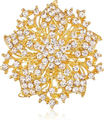 Womens Flower-shape Statement Brooch Pin Crystal Brooch for Women in Kuwait