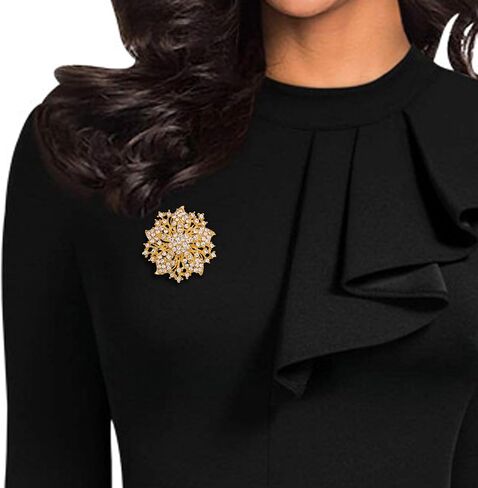 Womens Flower-shape Statement Brooch Pin Crystal Brooch for Women in Kuwait