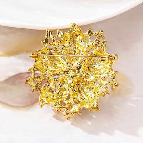 Womens Flower-shape Statement Brooch Pin Crystal Brooch for Women in Kuwait
