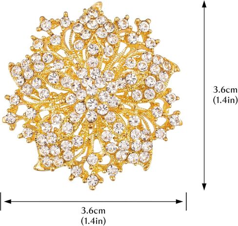 Womens Flower-shape Statement Brooch Pin Crystal Brooch for Women in Kuwait
