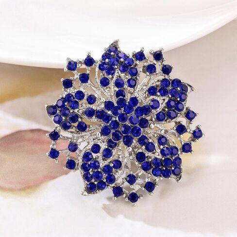 Womens Flower-shape Statement Brooch Pin Crystal Brooch for Women in Kuwait