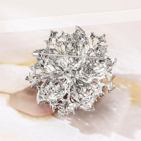 Womens Flower-shape Statement Brooch Pin Crystal Brooch for Women in Kuwait