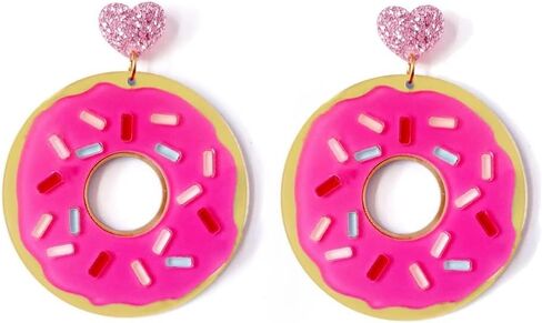Unique Acrylic Food Cake Drop Dangle Earrings Imitate Ice Cream Resin Sweet Love Heart Donuts Colorful Funny for Women Party Cartoon Exaggerated Statement Jewelry in Kuwait