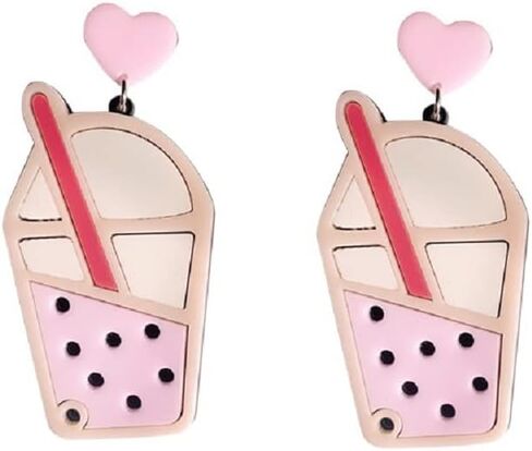 Unique Acrylic Food Cake Drop Dangle Earrings Imitate Ice Cream Resin Sweet Love Heart Donuts Colorful Funny for Women Party Cartoon Exaggerated Statement Jewelry in Kuwait