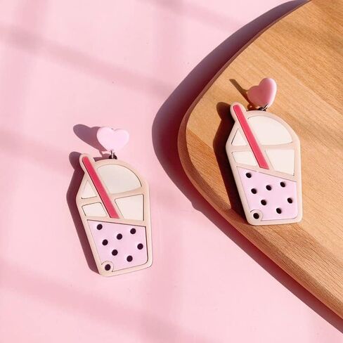 Unique Acrylic Food Cake Drop Dangle Earrings Imitate Ice Cream Resin Sweet Love Heart Donuts Colorful Funny for Women Party Cartoon Exaggerated Statement Jewelry in Kuwait
