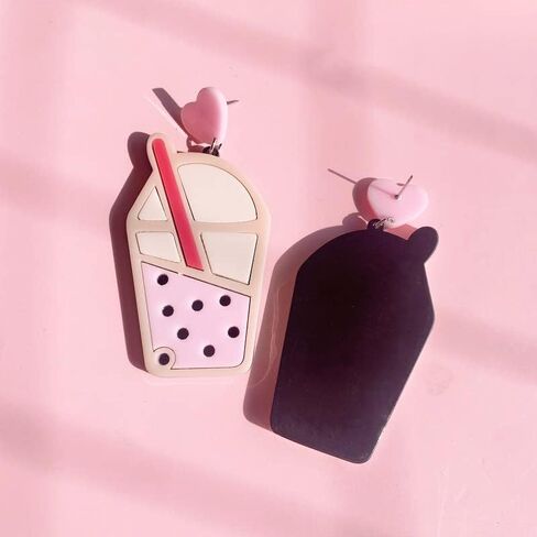 Unique Acrylic Food Cake Drop Dangle Earrings Imitate Ice Cream Resin Sweet Love Heart Donuts Colorful Funny for Women Party Cartoon Exaggerated Statement Jewelry in Kuwait