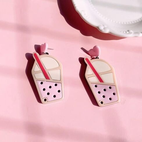 Unique Acrylic Food Cake Drop Dangle Earrings Imitate Ice Cream Resin Sweet Love Heart Donuts Colorful Funny for Women Party Cartoon Exaggerated Statement Jewelry in Kuwait