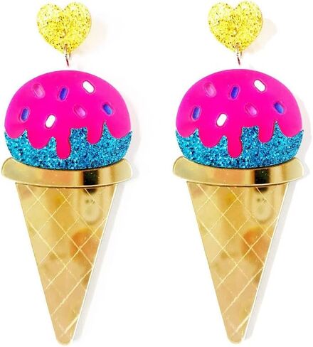 Unique Acrylic Food Cake Drop Dangle Earrings Imitate Ice Cream Resin Sweet Love Heart Donuts Colorful Funny for Women Party Cartoon Exaggerated Statement Jewelry in Kuwait